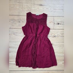 Ricki’s Burgundy Crochet Panel Sleeveless Dress XL
